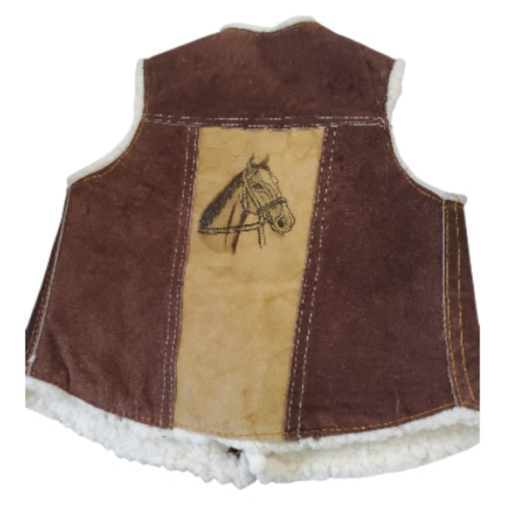 🩵 $5 💥 Western Horse Vest - Brown and Tan Kid's - Picture 2 of 8